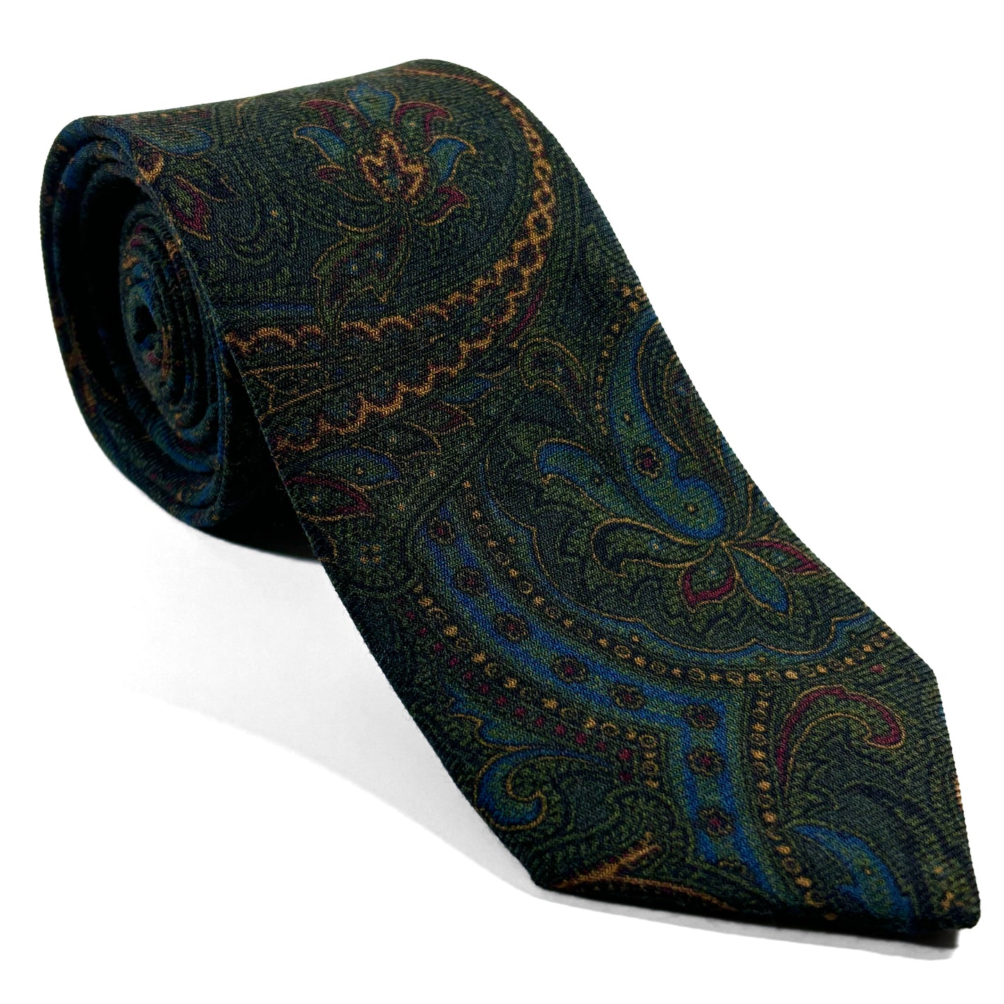 Green Paisley Wool/Silk Tie