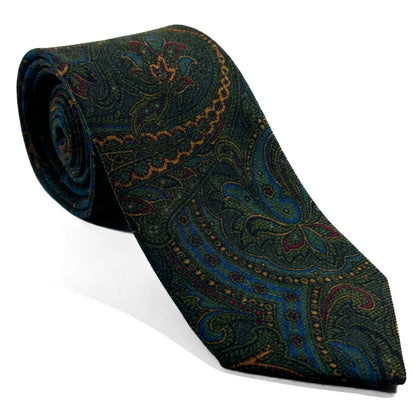 Green Paisley Wool/Silk Tie