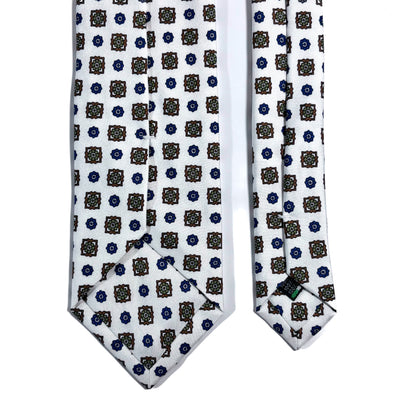 White Geometric Printed 24oz Silk Twill Tie