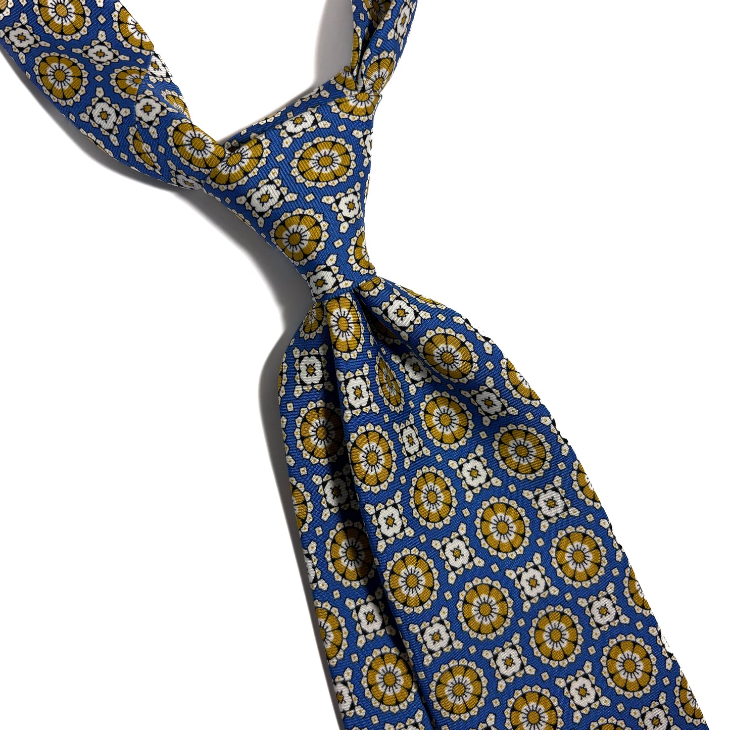 Azure Blue & Yellow Geometric Silk Tie