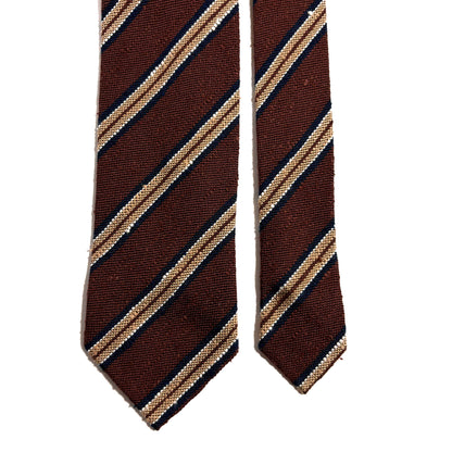 Brown Stripe Untipped Silk Shantung Tie