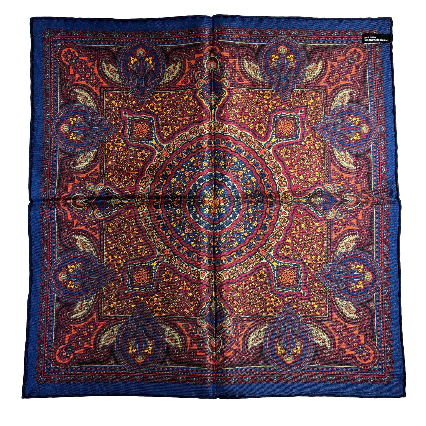 Burgundy & Gold Floral Medallion Silk Pocket Square