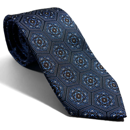 Light Blue & Brown Hexagon Silk Jacquard Tie