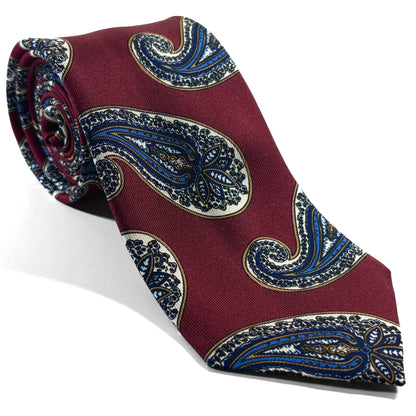 Burgundy Paisley Printed 36oz Silk Twill Tie