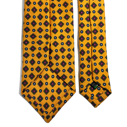 Mustard Yellow Geometric Printed 24oz Silk Twill Tie