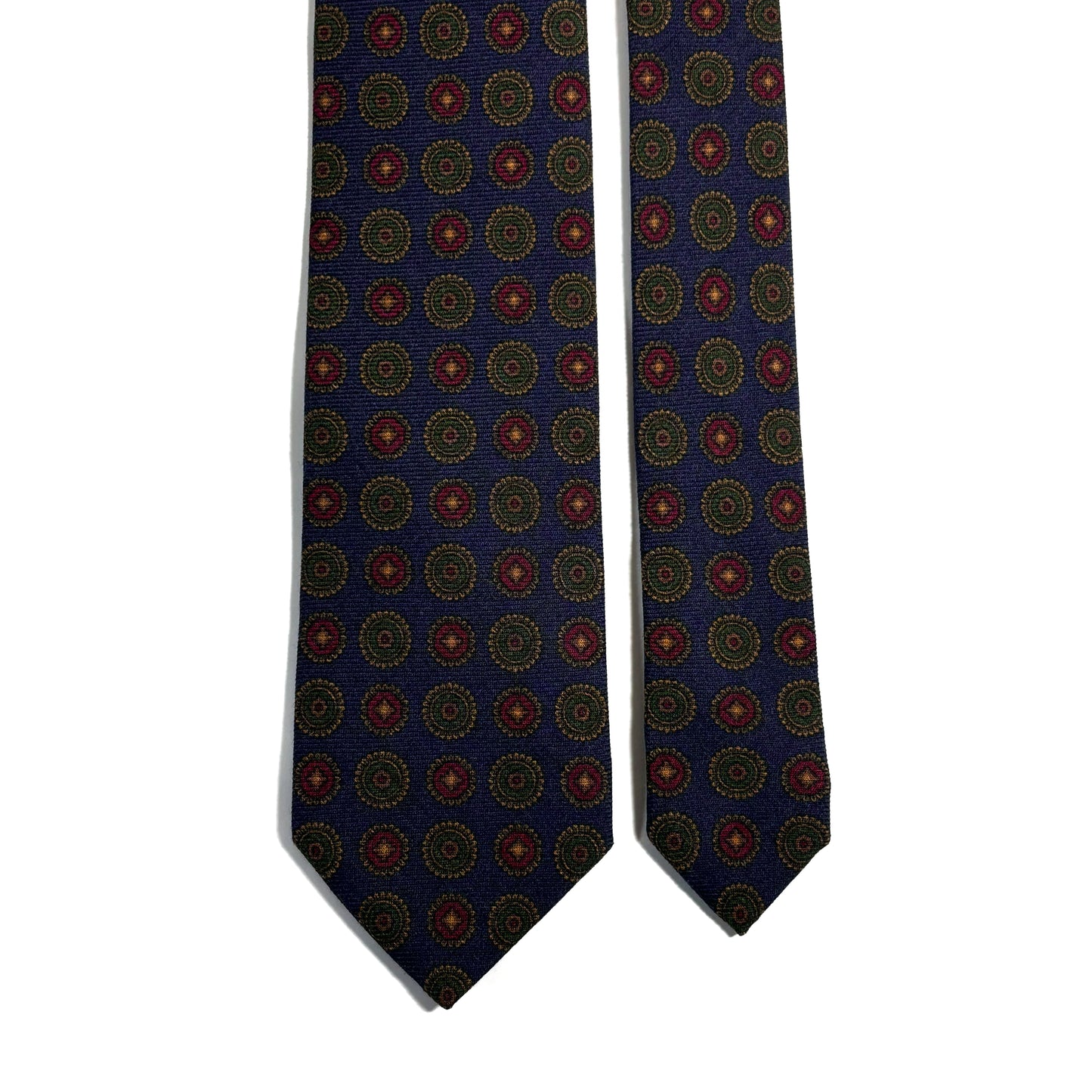 Navy Blue Floral Medallion Wool/Silk Tie