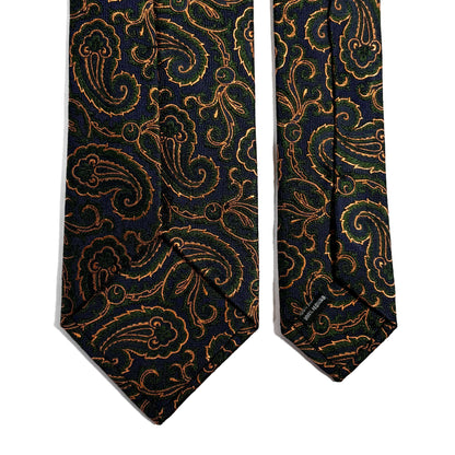 Navy Blue & Gold Paisley Silk Jacquard Tie