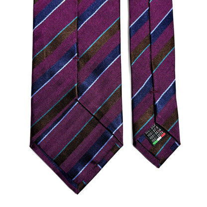 Purple & Navy Blue Striped Silk Jacquard Tie