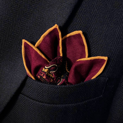 Dominus - Magenta & Yellow - Wool/Silk Pocket Square