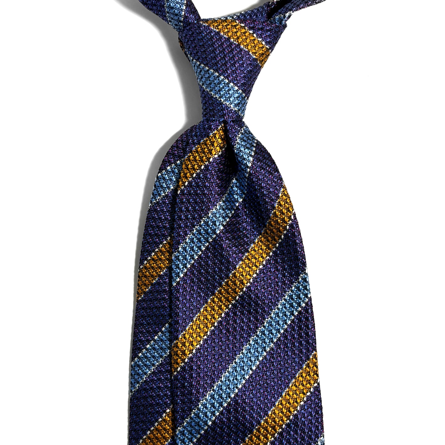 Mottled Purple Striped Silk Grenadine Tie (English Weave)
