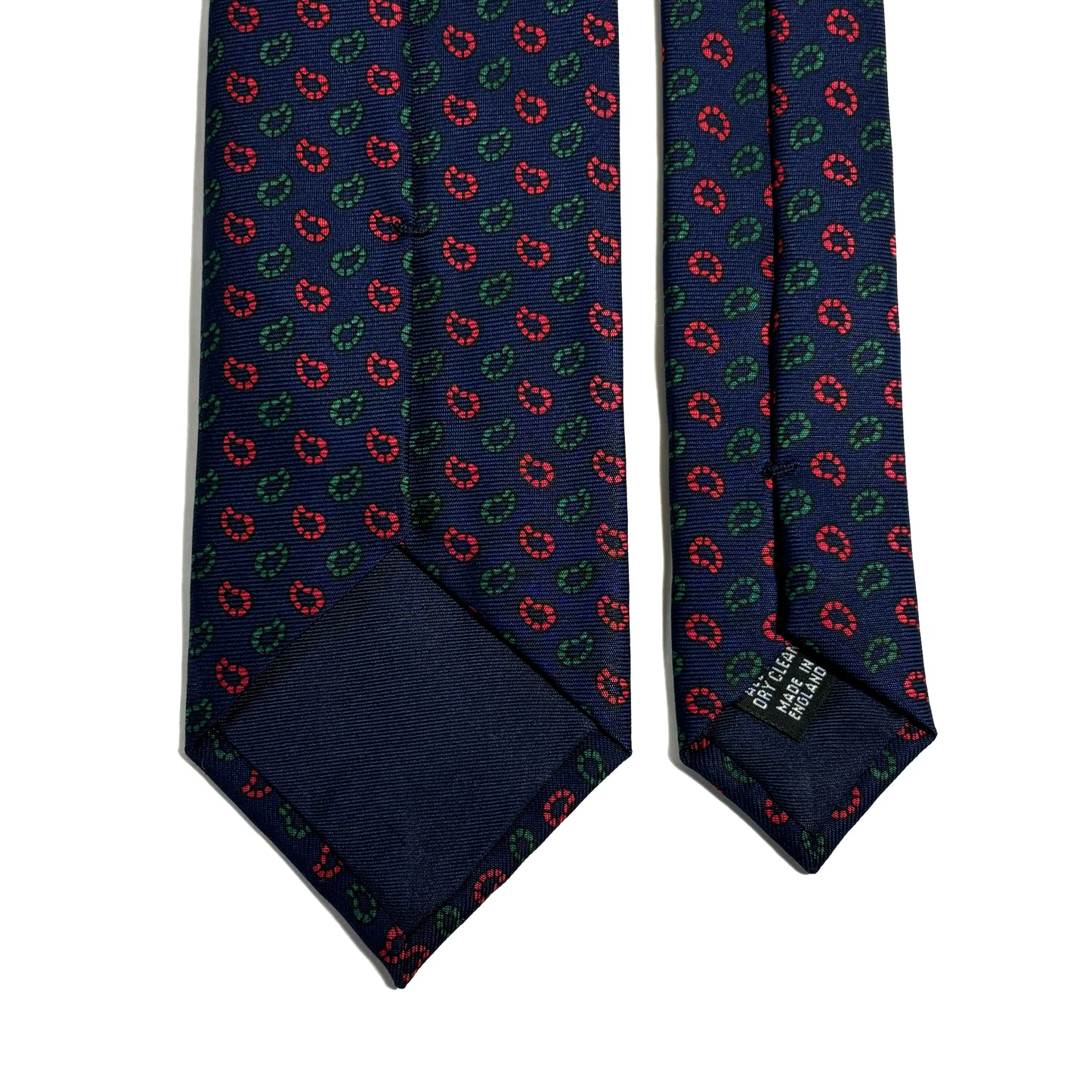 Hand-Printed Navy Blue Small Paisley Silk Tie