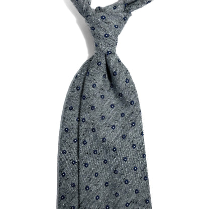 Gray Floral Wool/Silk Tie Handmade in Italy