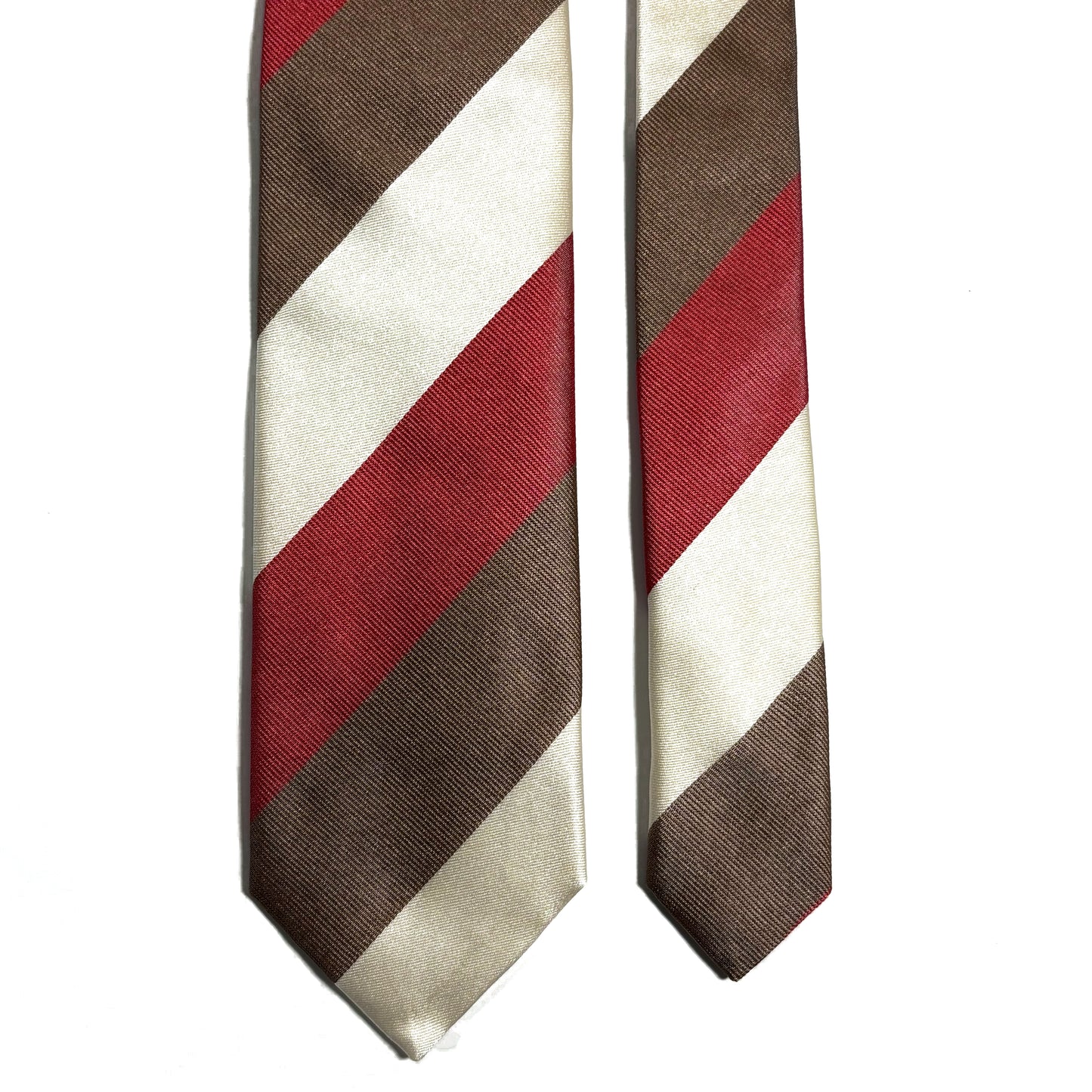 Red / Brown / Ivory Striped Silk Repp Tie
