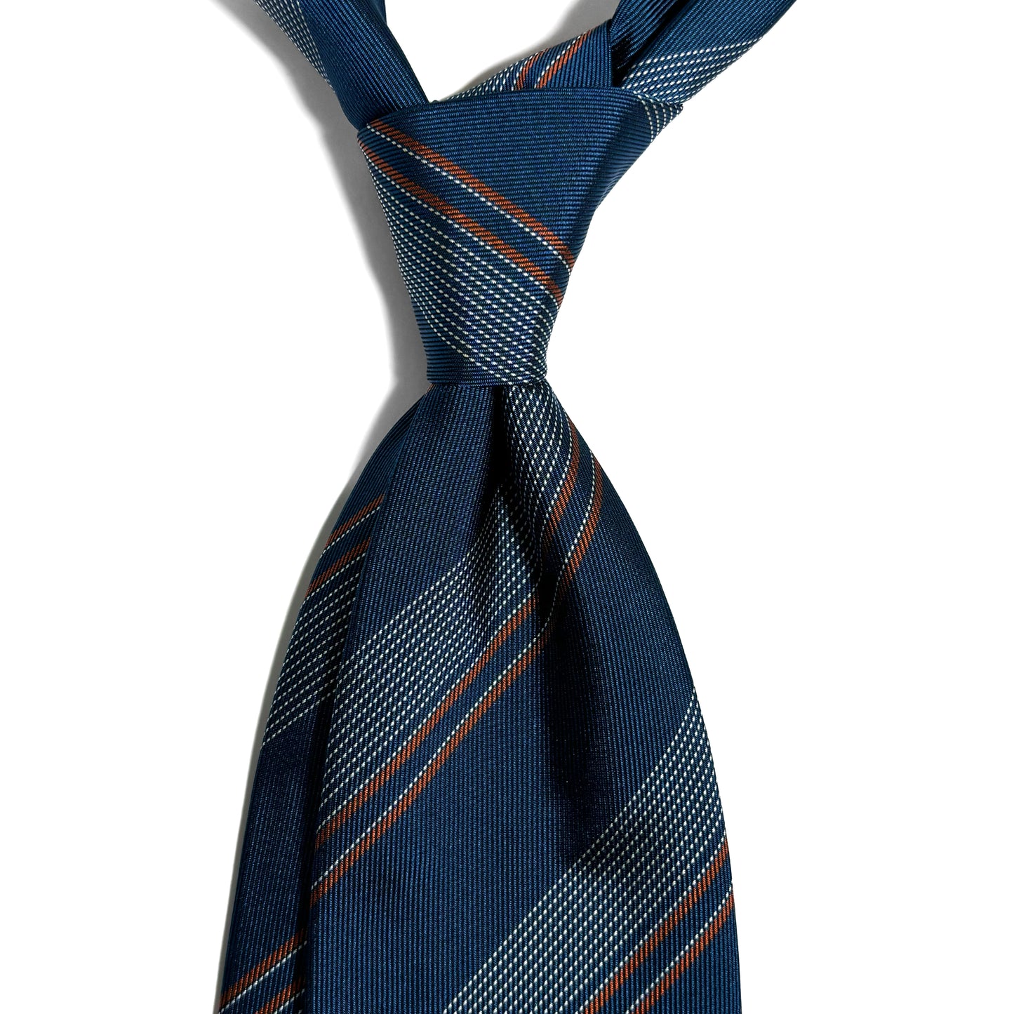 Prussian Blue Striped Silk Repp Tie