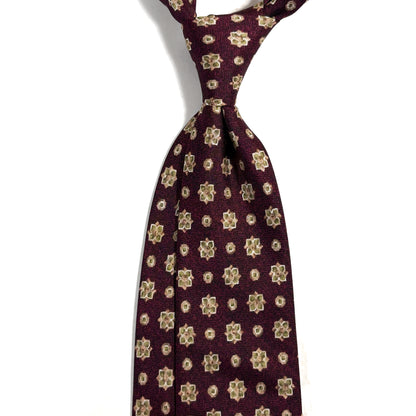 Burgundy Floral Printed Panama Silk Tie