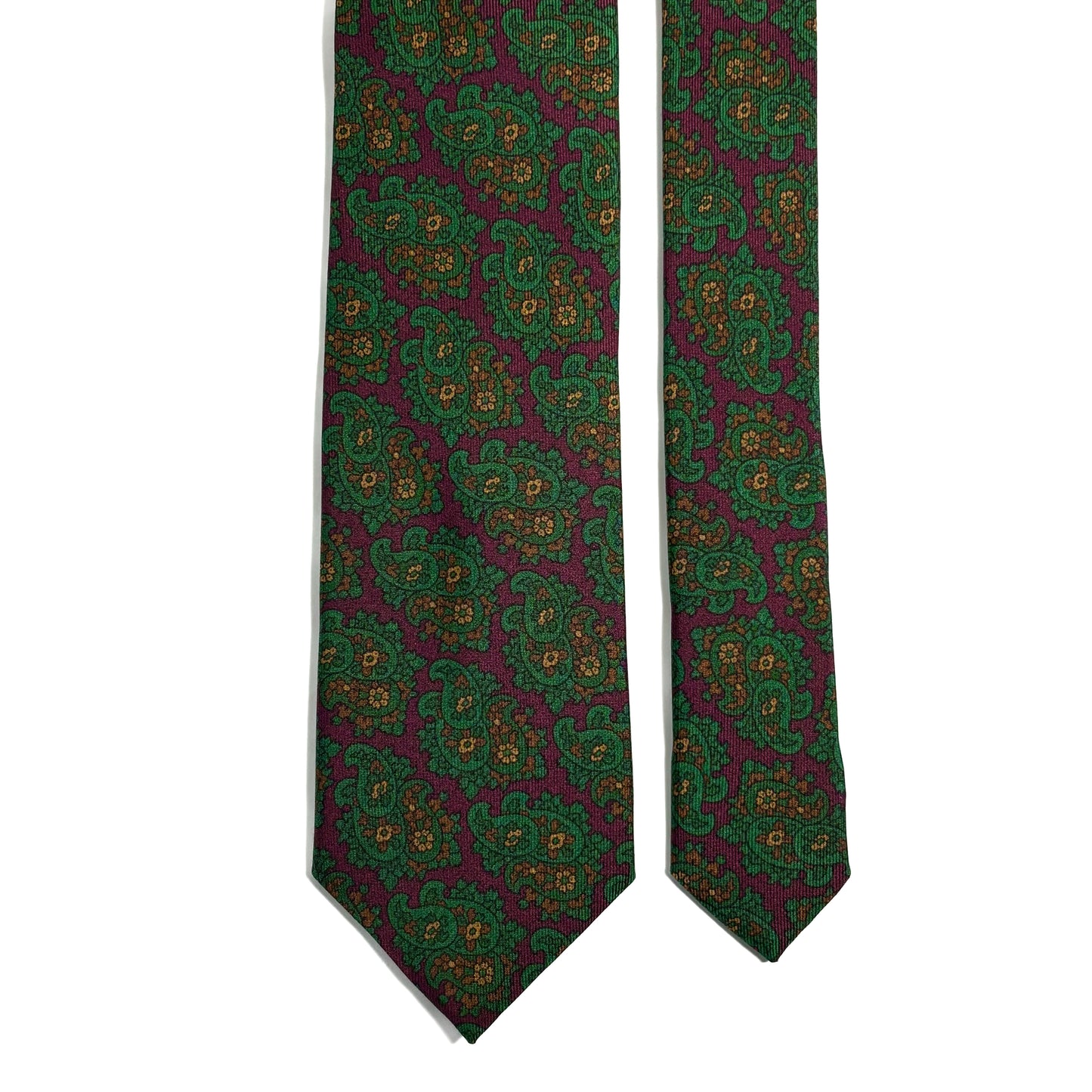 Burgundy & Green Paisley Ancient Madder Silk Tie