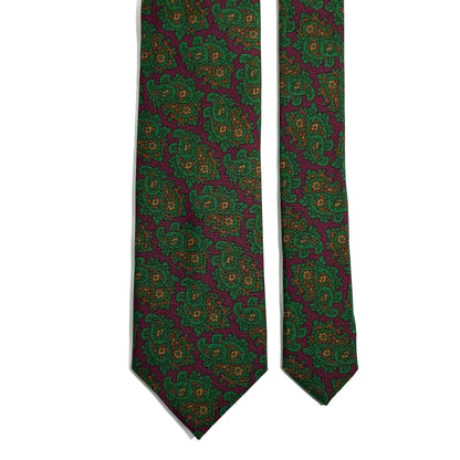 Burgundy & Green Paisley Ancient Madder Silk Tie