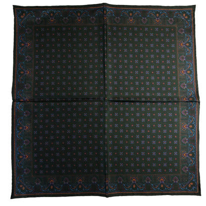Forest Green Floral Ancient Madder Silk Pocket Square