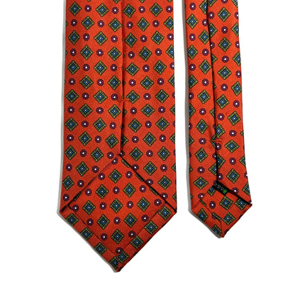Orange Geometric Printed 24oz Silk Twill Tie