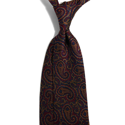 Burgundy & Gold Paisley Silk Jacquard Tie