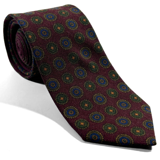 Burgundy Floral Medallion Wool/Silk Tie