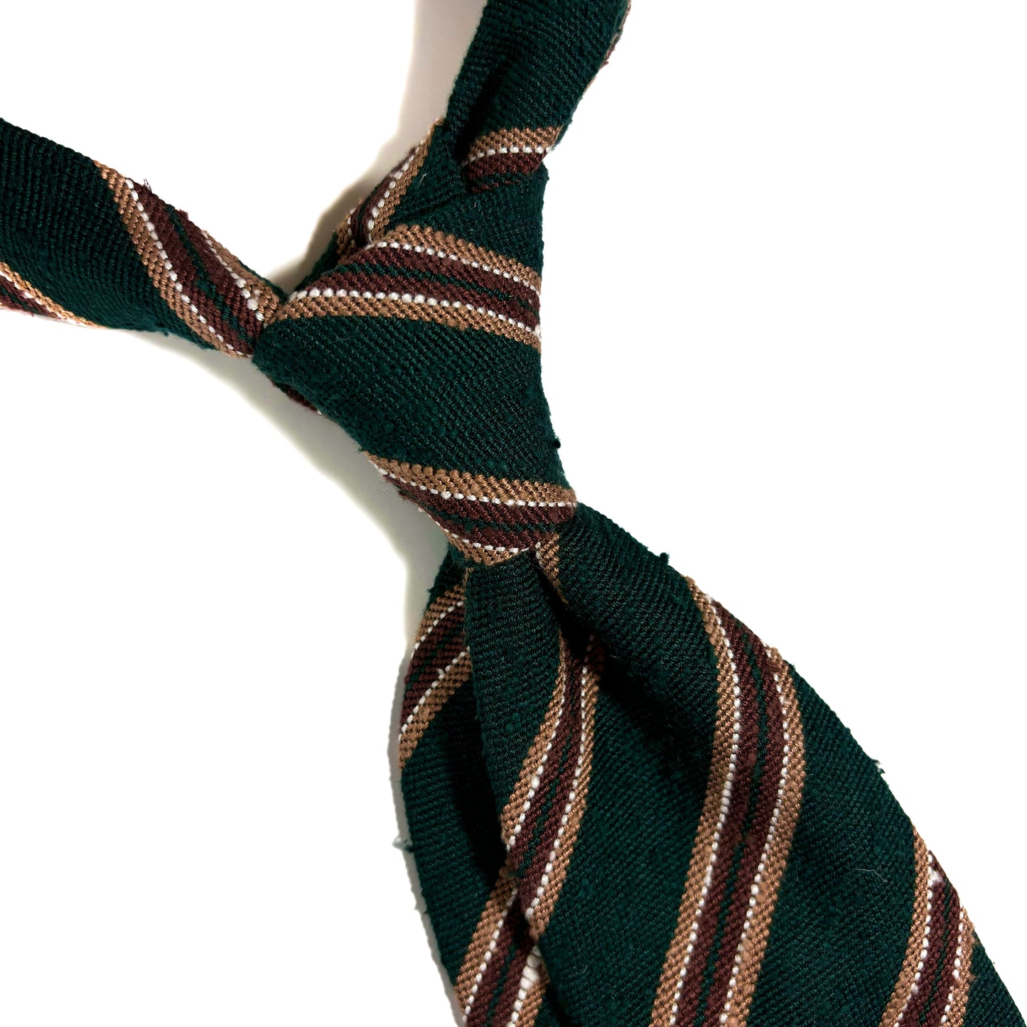 Luxury Forest Green Stripe Untipped Silk Shantung Tie