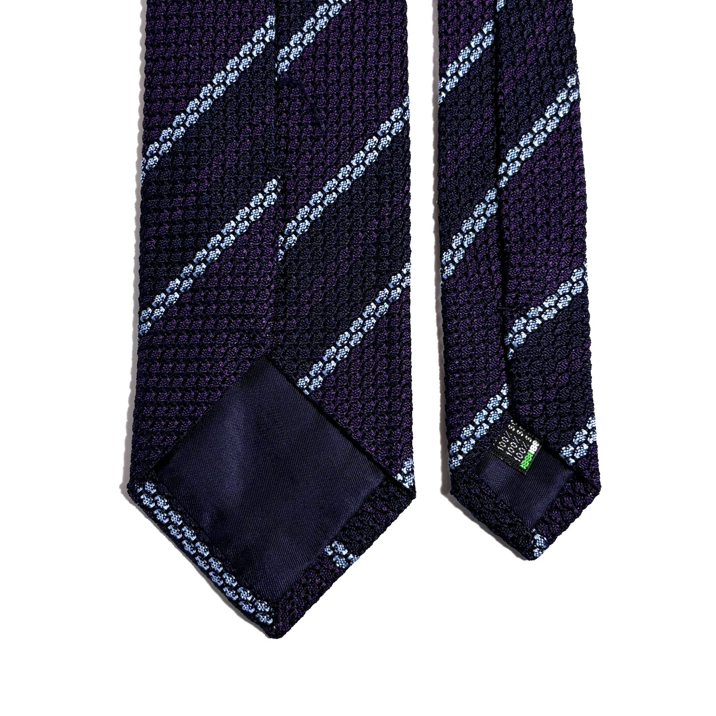 Purple & Navy Blue Striped Silk Grenadine Tie (Garza Grossa)