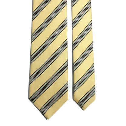 Cream Yellow Striped Silk Jacquard Tie