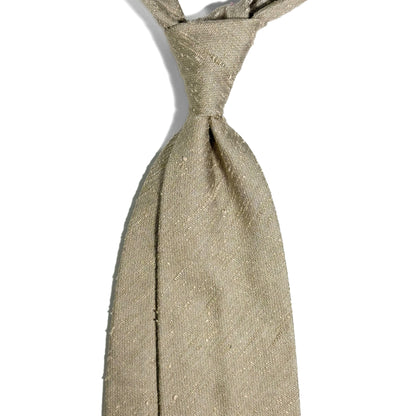 Untipped Light Beige Silk Shantung Tie