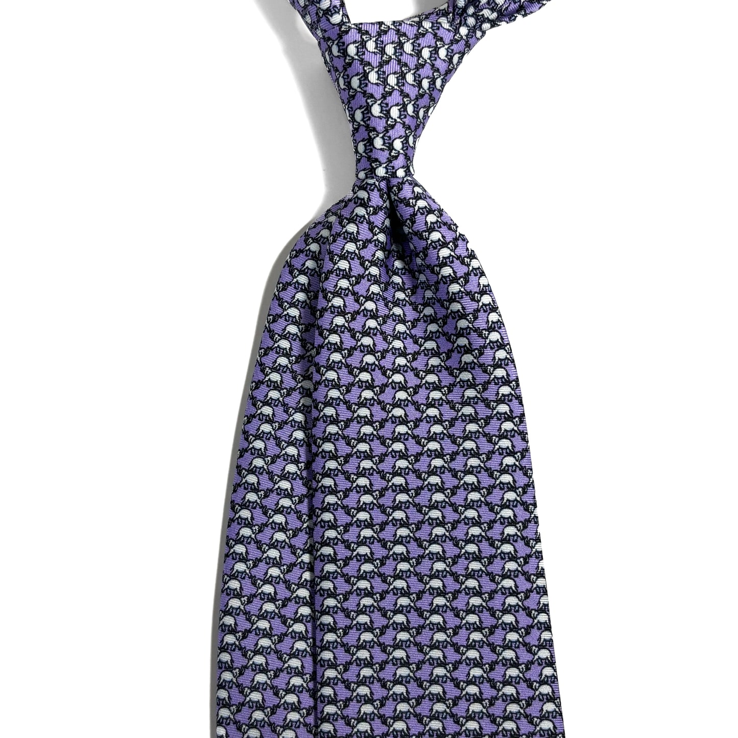 Lilac Purple Elephant Print Silk Tie