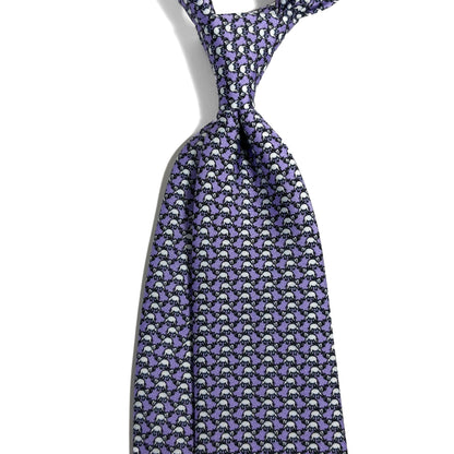 Lilac Purple Elephant Print Silk Tie