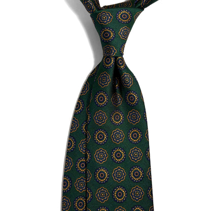 Green & Gold Geometric Silk Jacquard Tie