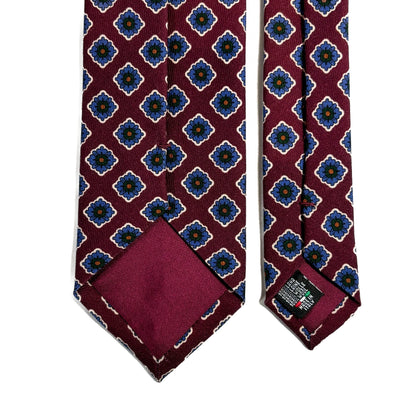 Burgundy Geometric Wool Challis Tie
