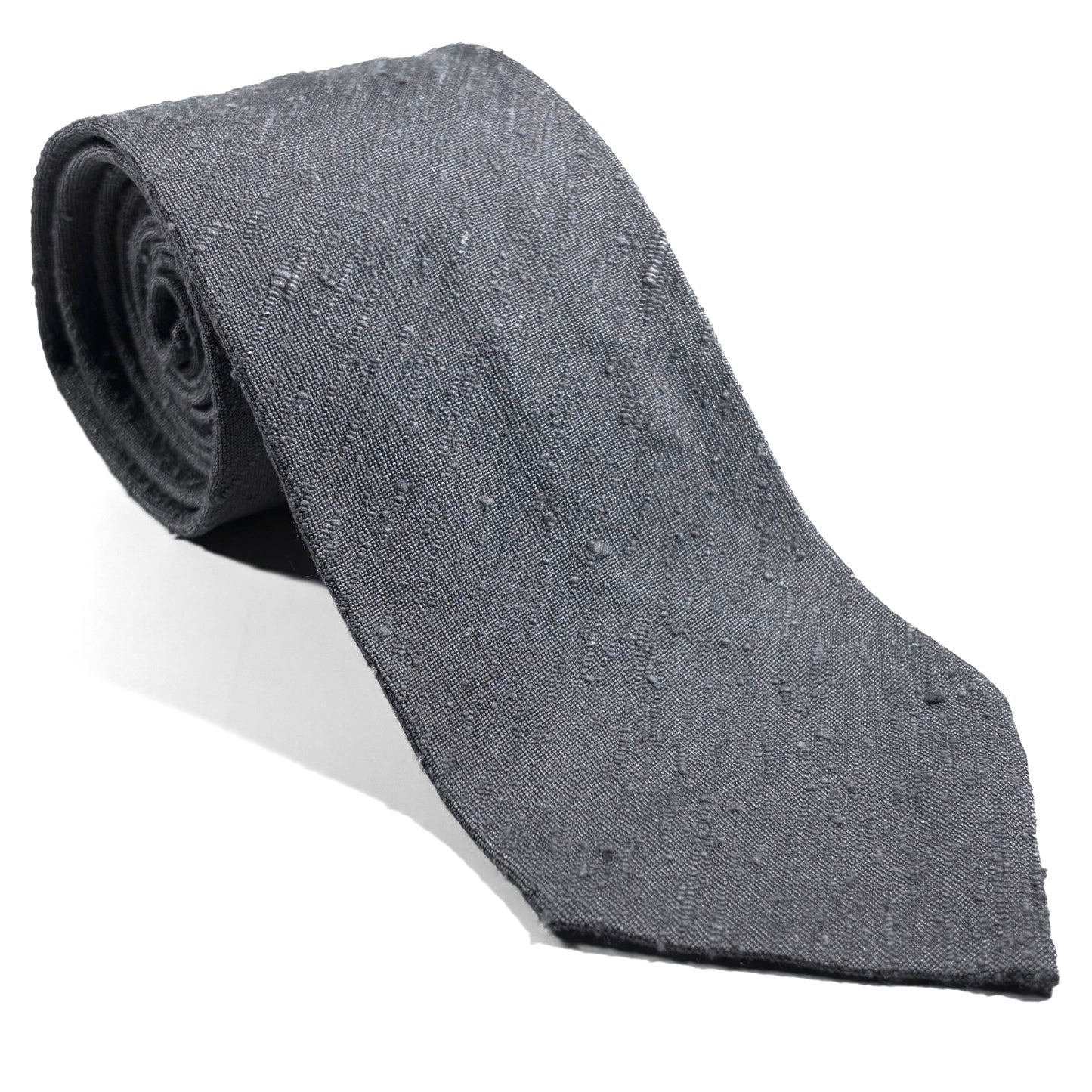 Untipped Elephant Gray Silk Shantung Tie