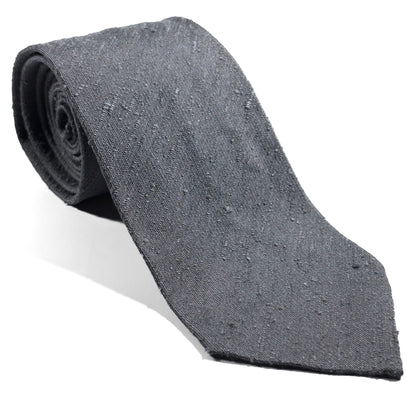 Untipped Elephant Gray Silk Shantung Tie