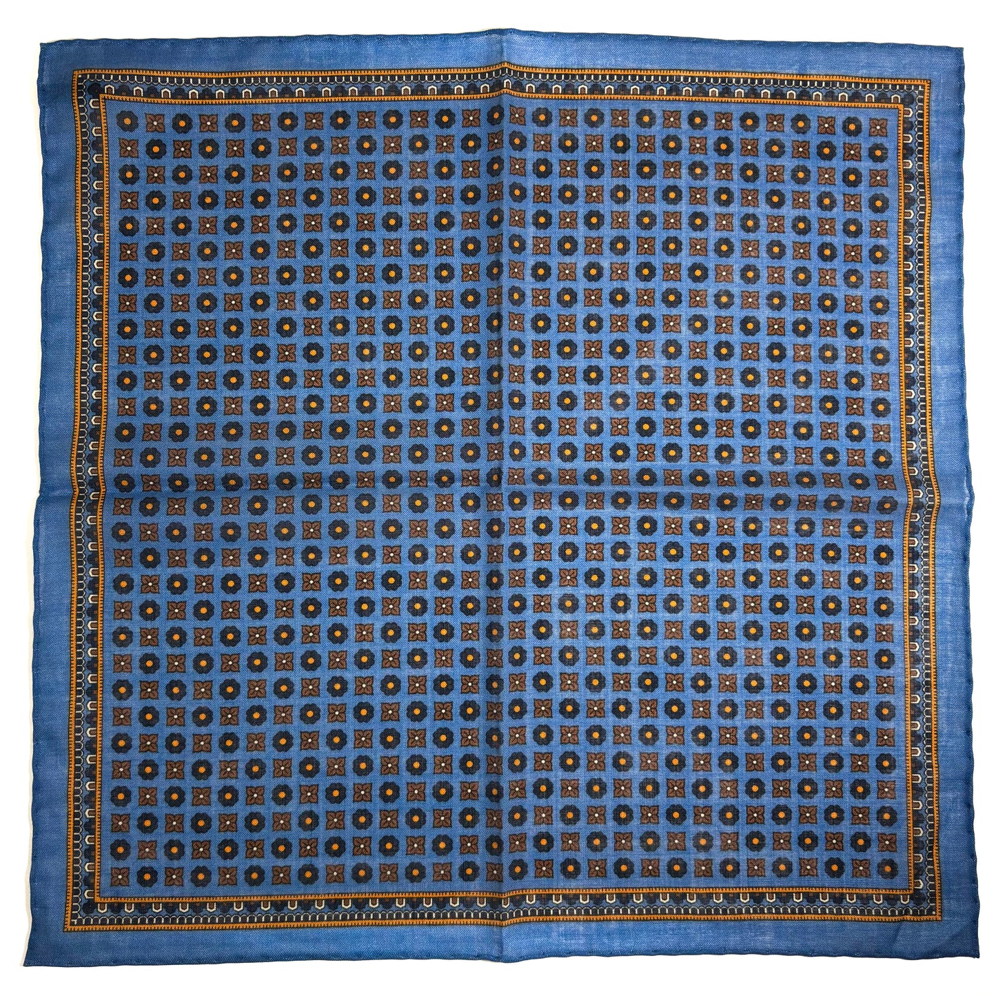 Azure Blue - Floral - Wool/Silk Pocket Square