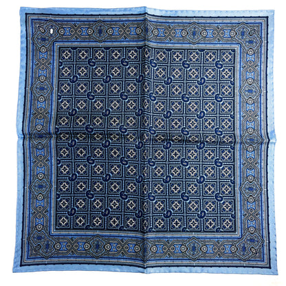 Light Blue Geometric Silk Pocket Square