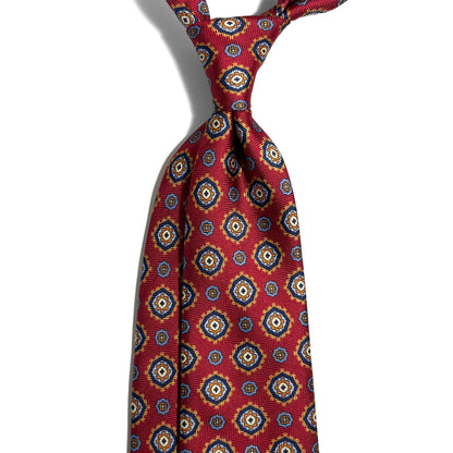 Burgundy Geometric Silk Tie (Handmade in Italy)