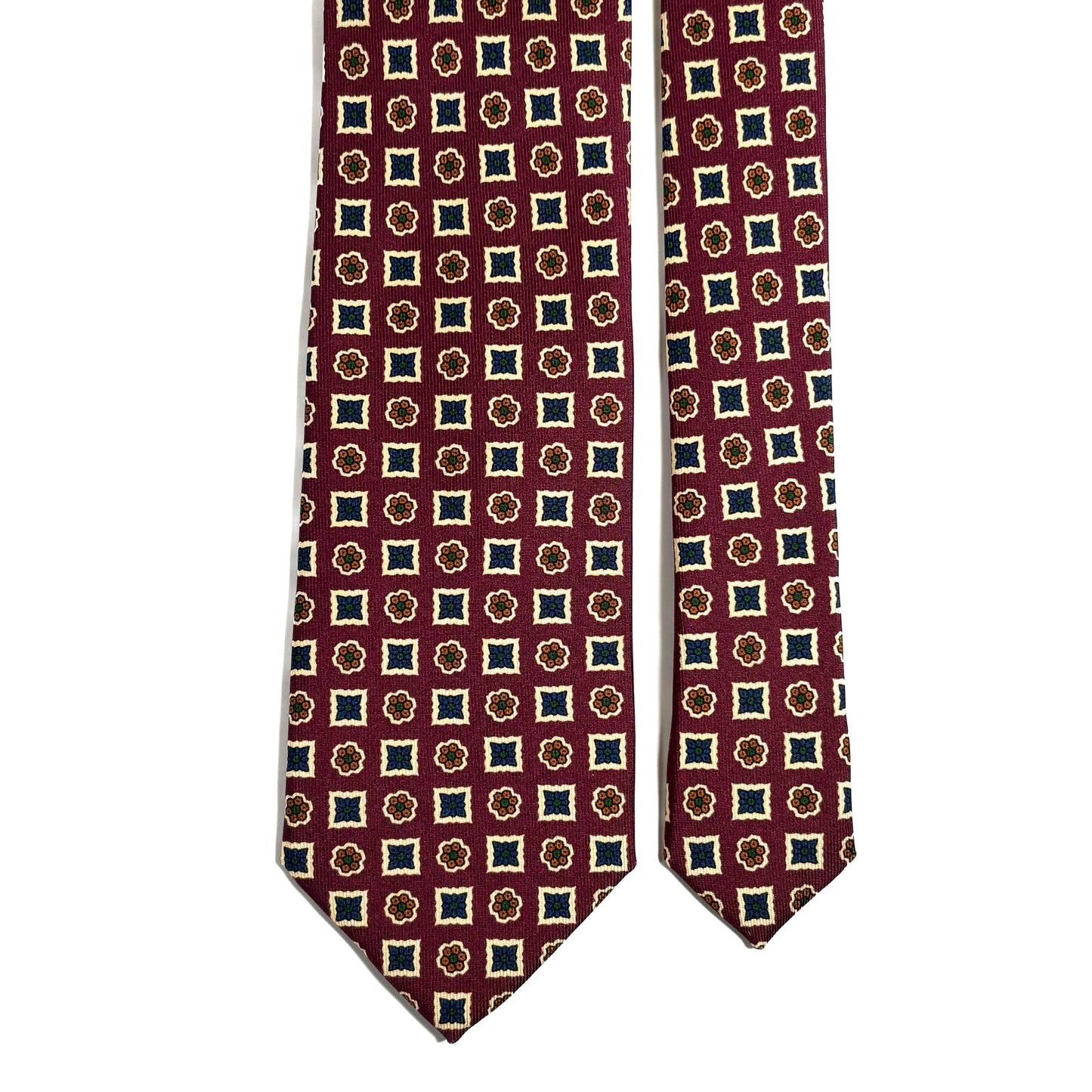 Burgundy & Cream Floral Ancient Madder Silk Tie
