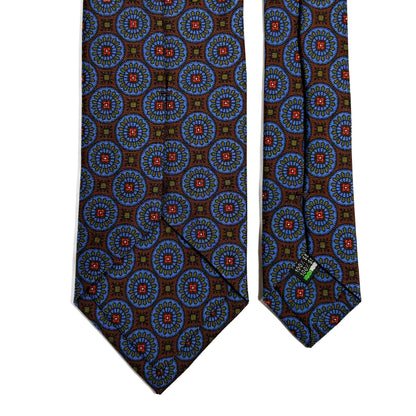 Brown & Blue Geometric Ancient Madder Silk Tie