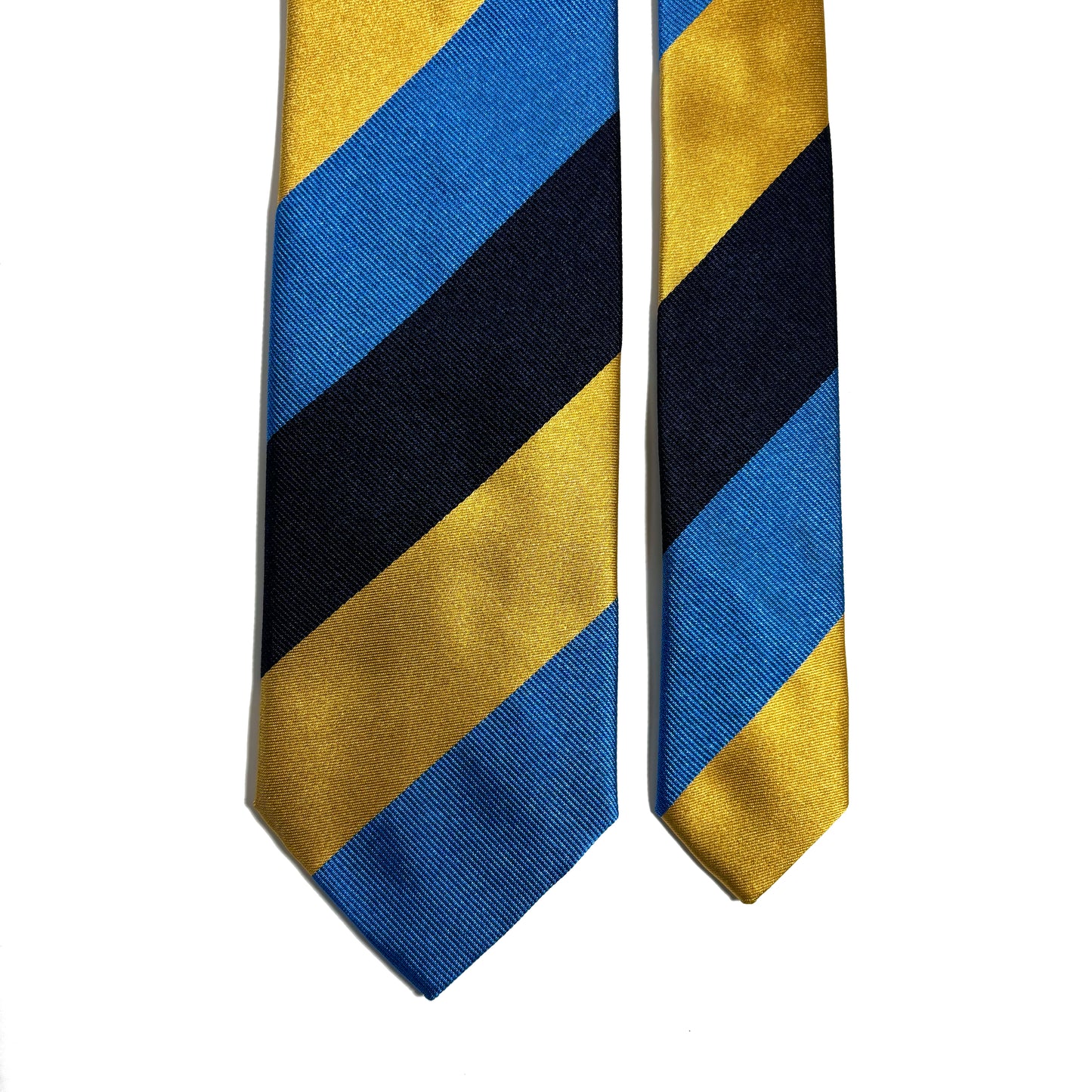 Navy Blue & Yellow Striped Silk Repp Tie