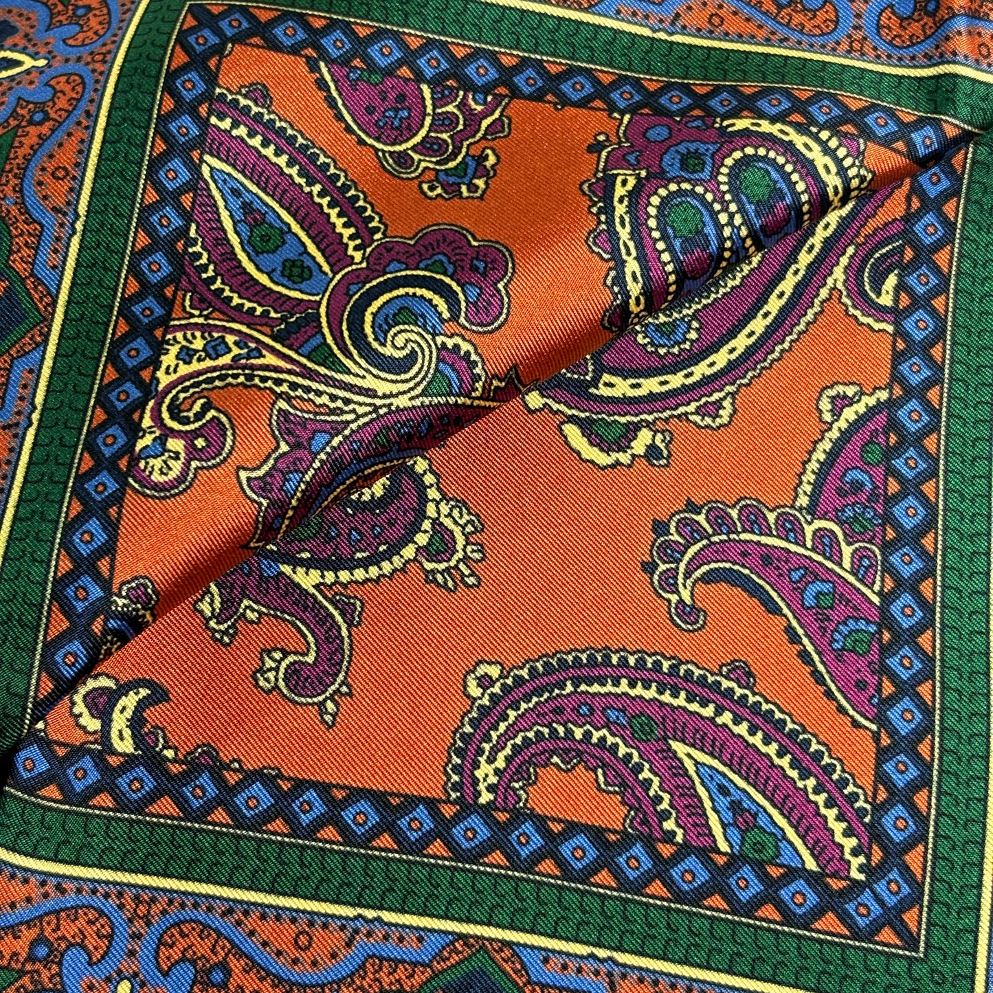 Orange Paisley Ancient Madder Silk Pocket Square