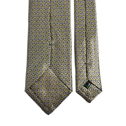 Beige & Lilac Geometric Silk Satin Tie