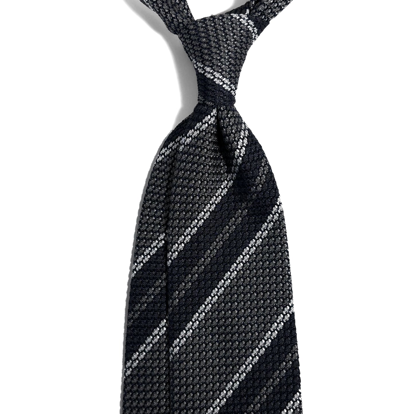 Gray Striped Silk Grenadine Tie (Garza Grossa)