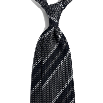 Gray Striped Silk Grenadine Tie (Garza Grossa)