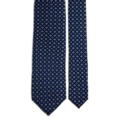 Navy Blue Small Floral Silk Tie