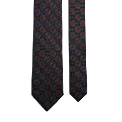 Blue Medallion Italian Madder Silk Tie