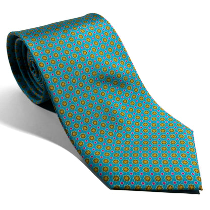 Light Aqua Blue Floral Silk Tie