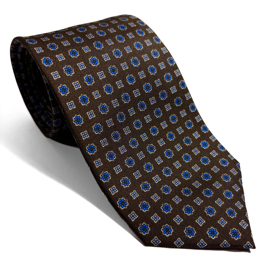 Brown Floral Silk Tie