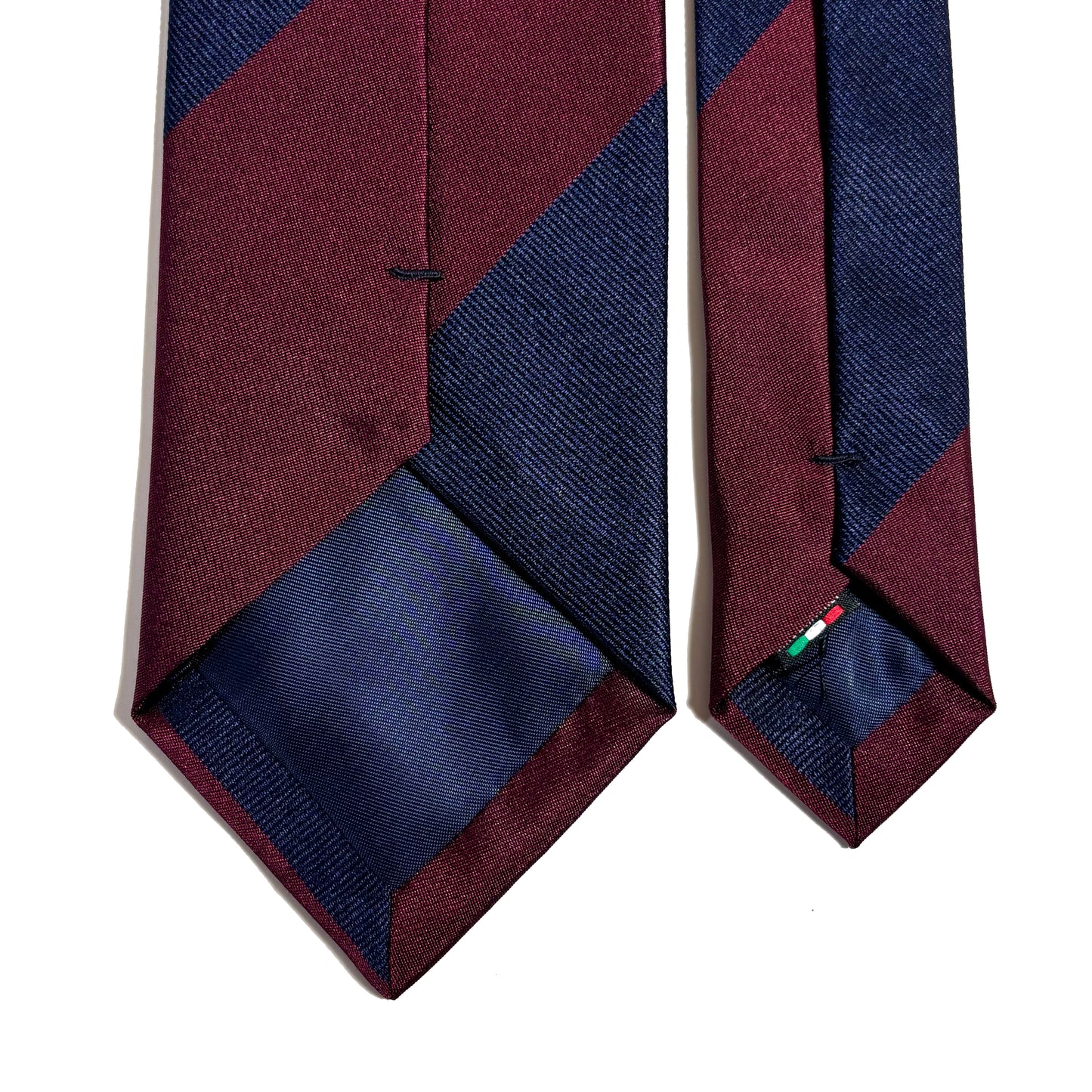 Navy Blue & Burgundy Block Striped Silk Repp Tie